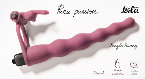 Vibrační nástavec pro dvojitou penetraci  Pure Passion Bunny Wine red 1202-02lola