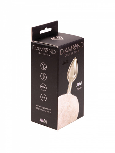 Anální ozdoba s chlupatým ocáskem  Diamond Twinkle White 4018-01lola