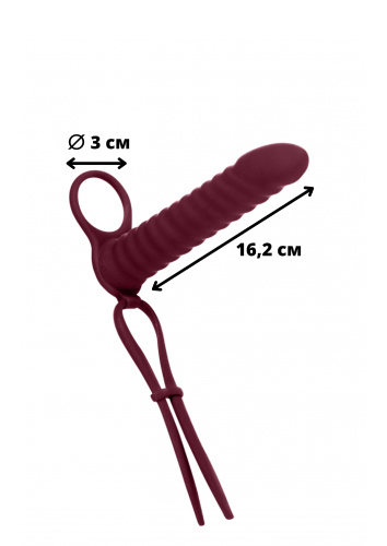 Vibrační nástavec pro dvojitou penetraci Pure Passion Rori Wine red 1205-02lola